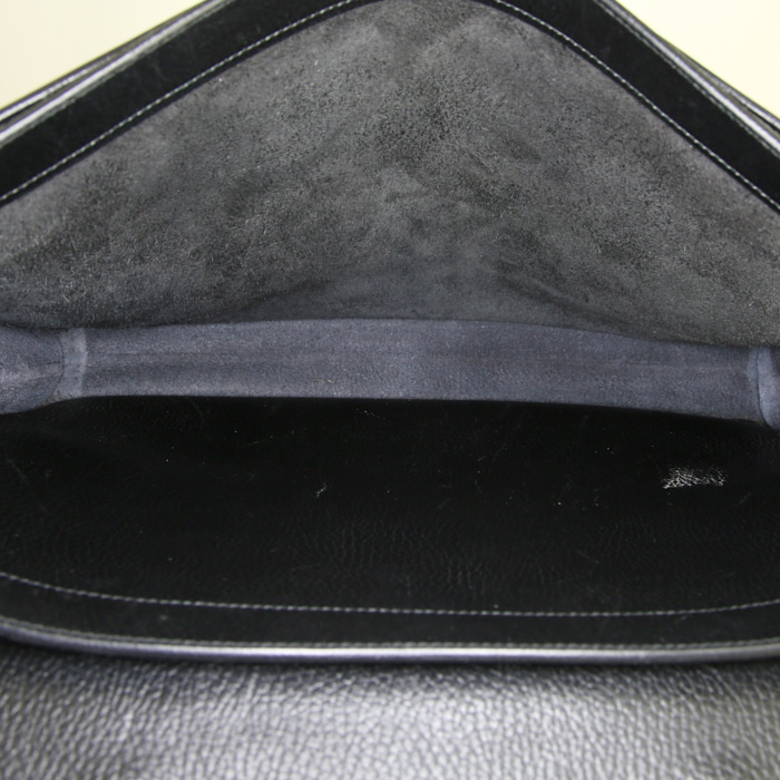 Hermès  Sac à dépêches briefcase  in black Fjord leather - Detail D2