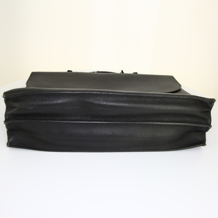 Hermès  Sac à dépêches briefcase  in black Fjord leather - Detail D4