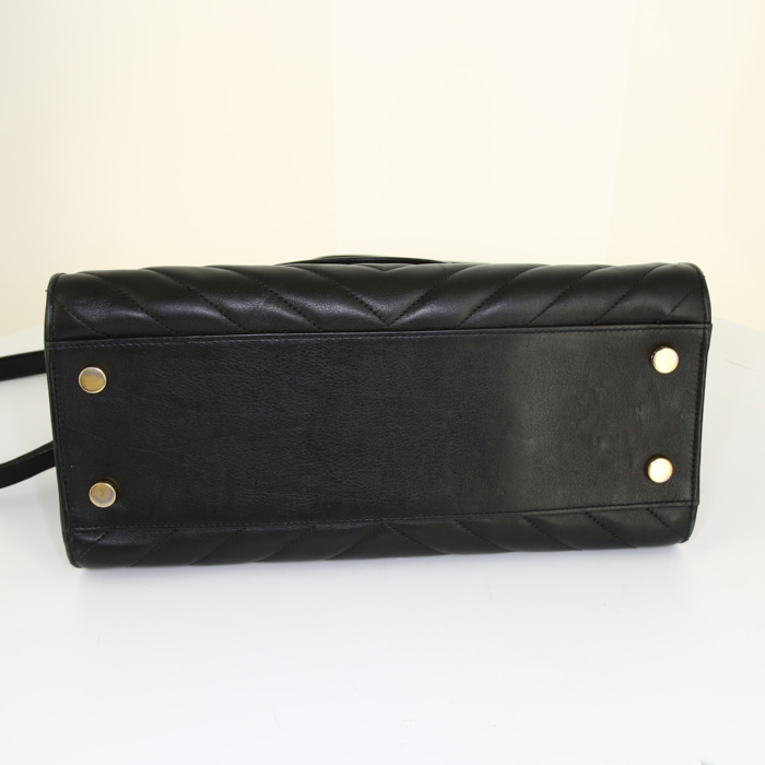 Bolso de mano Yves Saint Laurent Chyc en cuero acolchado con motivos de espigas negro - Detail D5