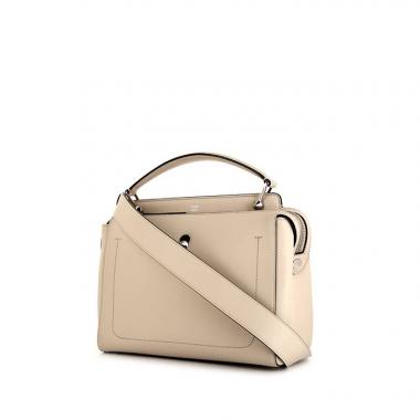 Sac porté épaule ou main Fendi Dotcom grand modèle en cuir beige
