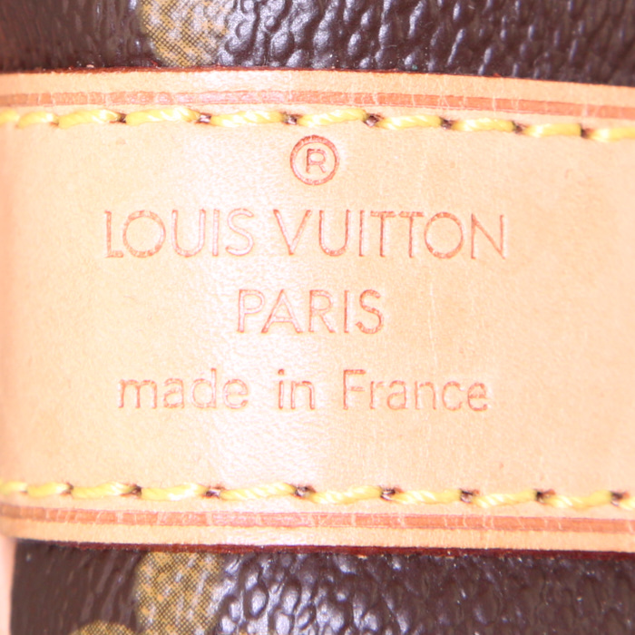 Borsa da viaggio Louis Vuitton Keepall 55 cm in tela monogram marrone e pelle naturale - Detail D4