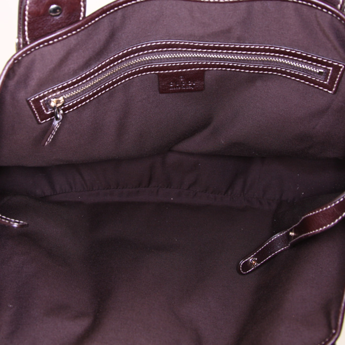 Shopping bag Gucci Pelham in tela monogram beige e pelle marrone - Detail D2