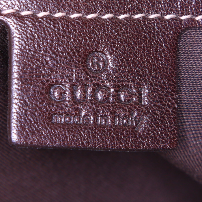 Sac cabas Gucci Pelham en toile monogram beige et cuir marron - Detail D3