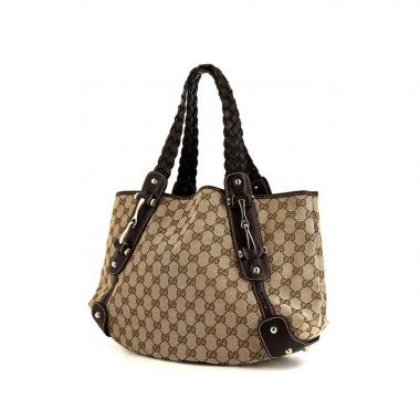 Gucci Pelham shopping bag in beige monogram canvas and brown leather
