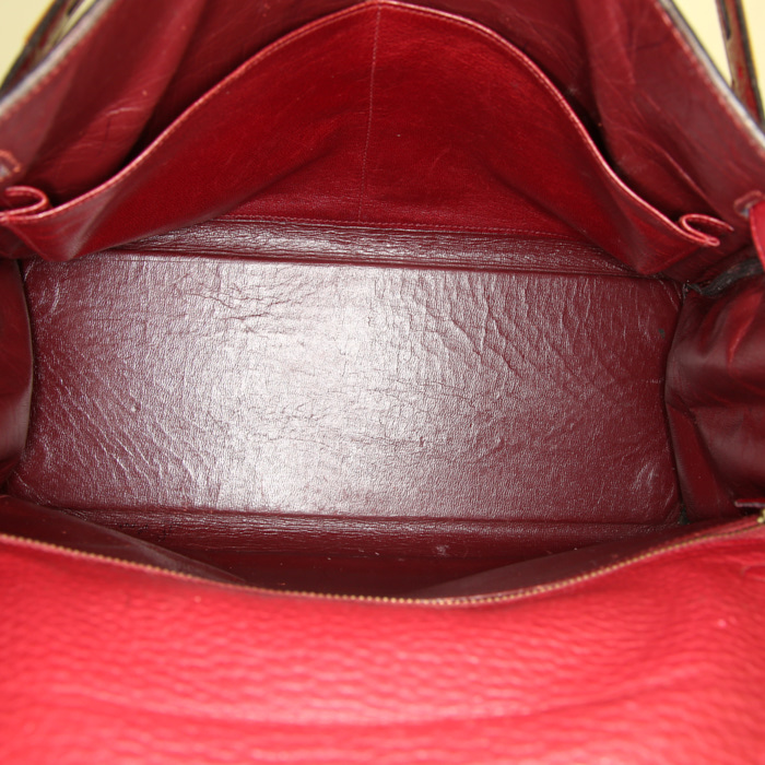 Bolso de mano Hermes Kelly 32 cm en cuero Fjord color cereza - Detail D3