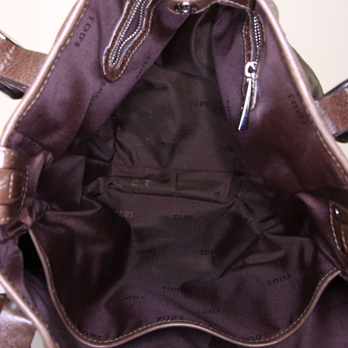 Sac cabas Tod's G-Bag en cuir marron - Detail D2