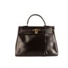 Hermes Kelly 35 cm handbag in brown box leather - 360 thumbnail