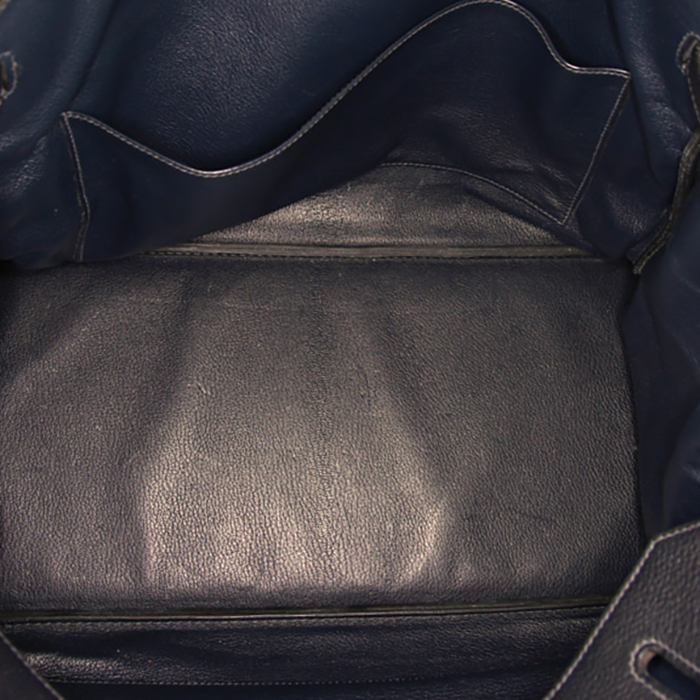 Bolso de mano Hermes Birkin 40 cm en cuero togo azul oscuro - Detail D2
