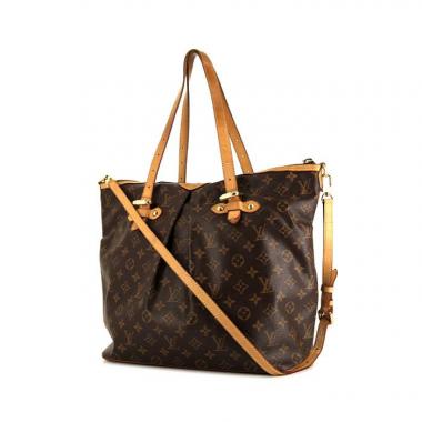 Sac à main Louis Vuitton Palermo en toile monogram enduite marron et cuir naturel