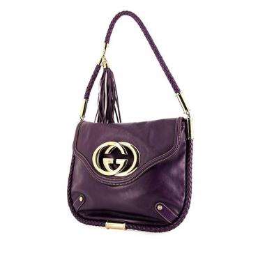 Borsa da spalla o a mano Gucci Britt in pelle viola