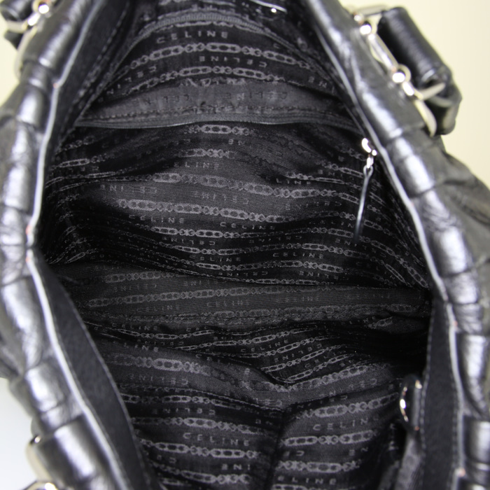 Sac à main Celine Vintage en cuir grainé noir - Detail D2