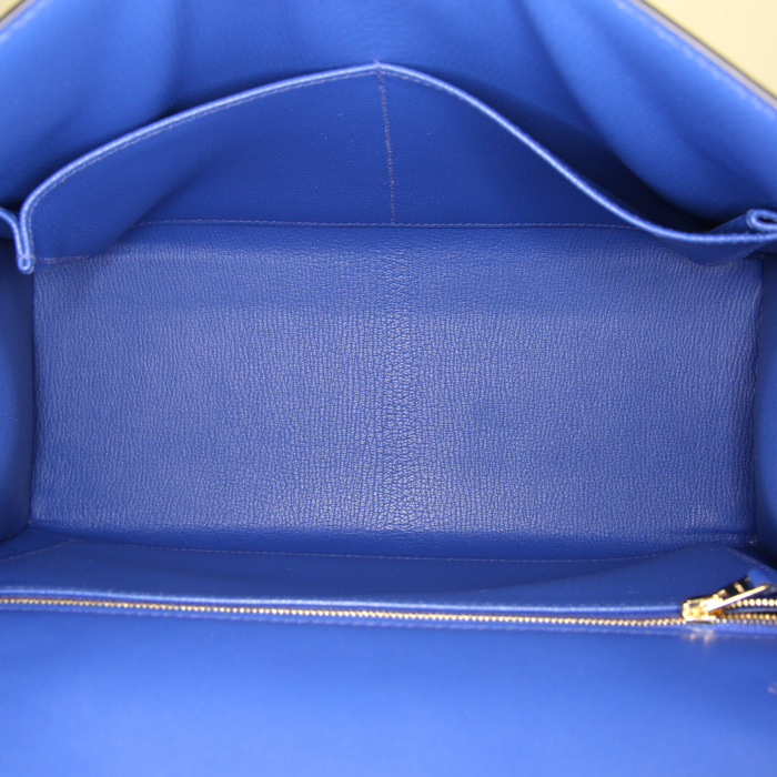 Bolso de mano Hermes Kelly 28 cm en cuero Tadelakt azul eléctrico - Detail D3