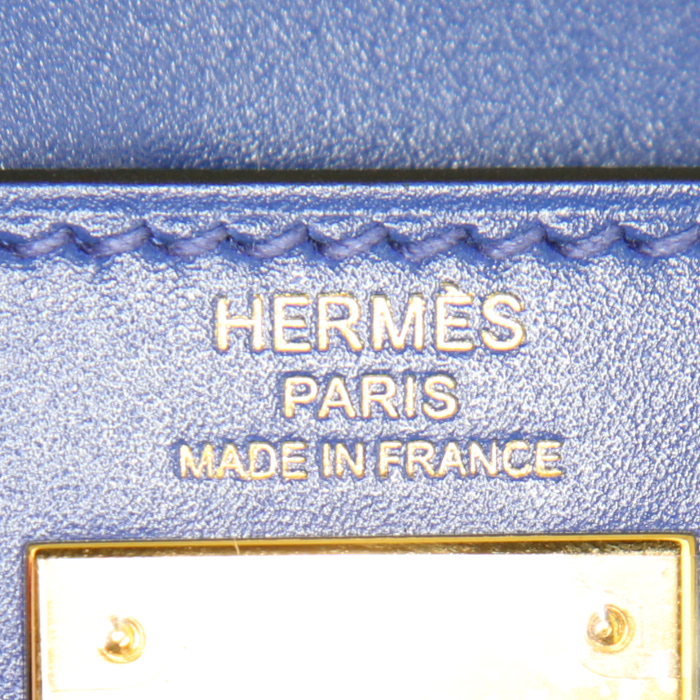 Borsa Hermes Kelly 28 cm in pelle Tadelakt blu elettrico - Detail D4
