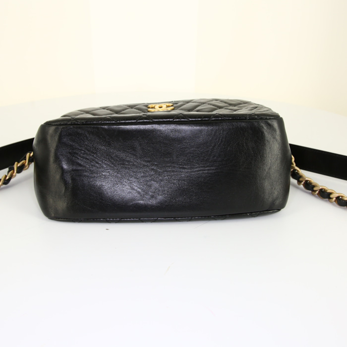 Chanel Camera shoulder bag in black quilted leather - Detail D5