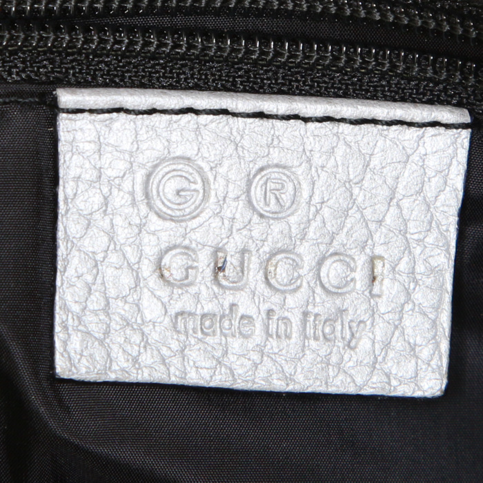 Gucci handbag in silver logo canvas and silver leather - Detail D3
