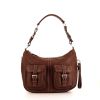Prada handbag in brown grained leather - 360 thumbnail