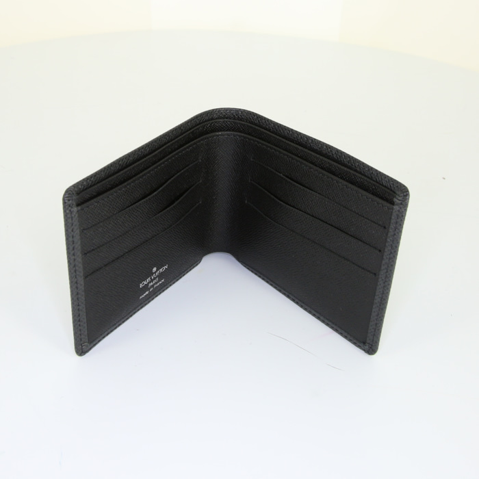 Portafogli Louis Vuitton Slender in pelle taiga nera - Detail D2