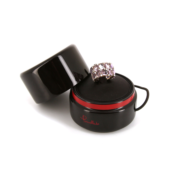 Bague bandeau Pomellato Lulu en or rose, améthystes et diamants - Detail D2