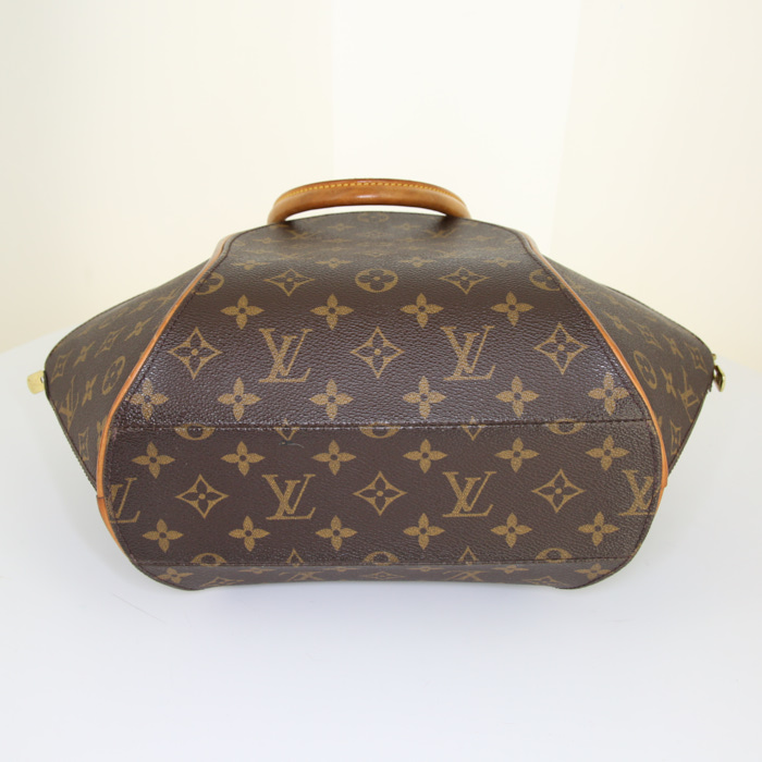 Sac à main Louis Vuitton Ellipse grand modèle en toile monogram marron et cuir naturel - Detail D4