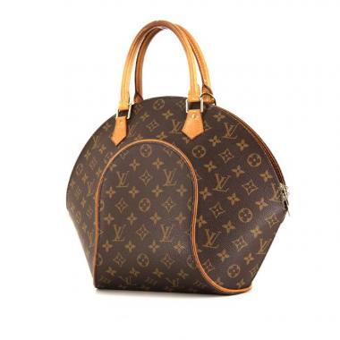 Bolso de mano Louis Vuitton Ellipse modelo grande en lona Monogram marrón y cuero natural