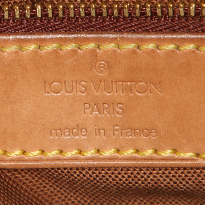 Bolso de mano Louis Vuitton Mezzo en lona Monogram marrón y cuero natural - Detail D3