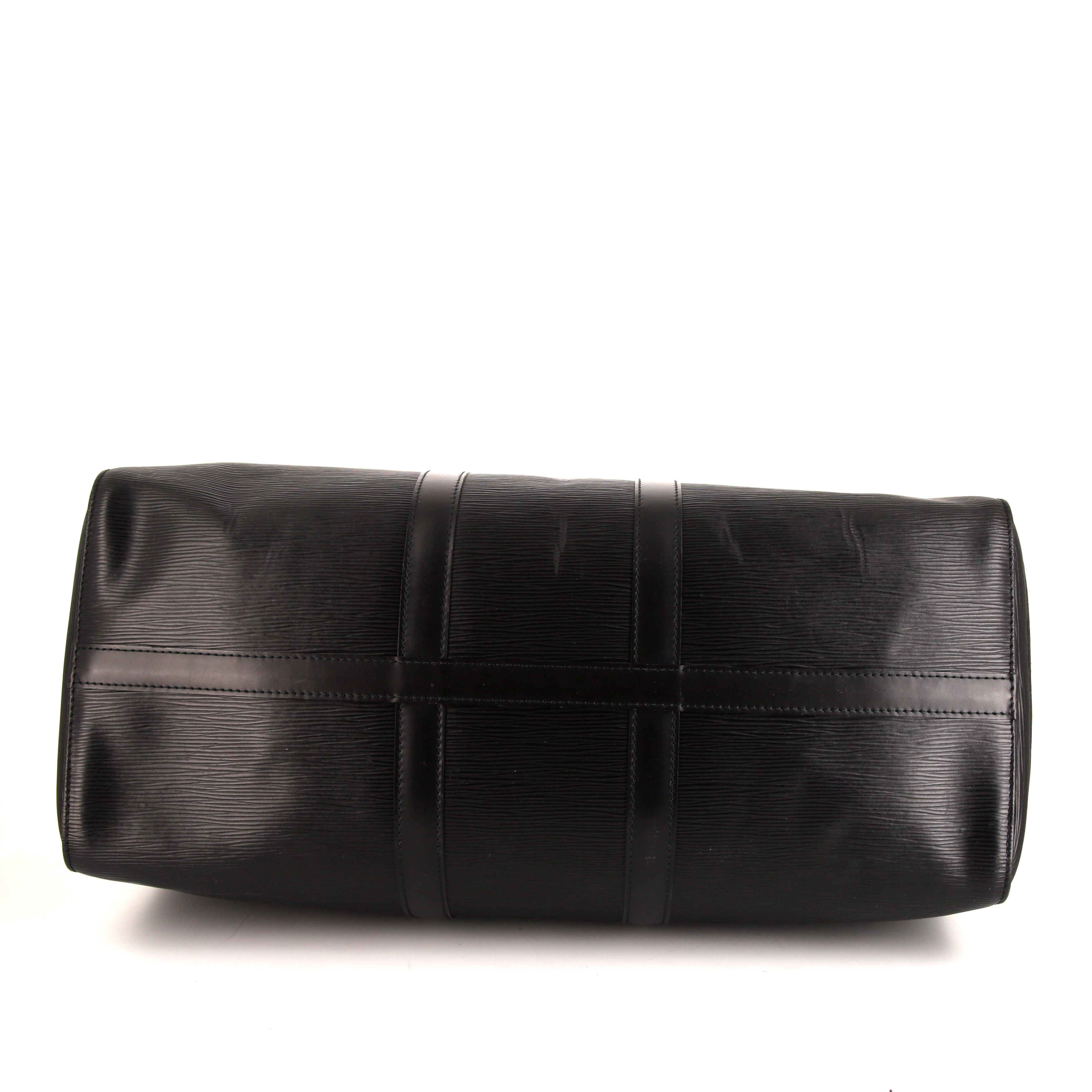 Sac de voyage Louis Vuitton Keepall 45 en cuir épi noir - Detail D4