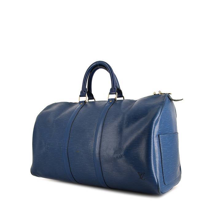 The very Chic Louis Vuitton Keepall 45 Travel bag in blue épi leather, GHW