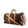 Bolsa de viaje Louis Vuitton Keepall 50 cm en lona Monogram marrón y cuero natural - 00pp thumbnail