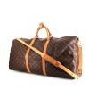 Bolsa de viaje Louis Vuitton Keepall 60 cm en lona Monogram revestida marrón y cuero natural - 00pp thumbnail