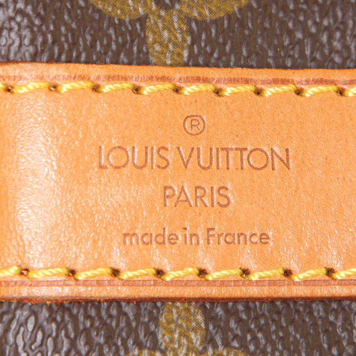 Louis Vuitton Keepall 60 cm travel bag in brown monogram canvas and natural leather - Detail D4