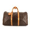 Sac de voyage Louis Vuitton Keepall 50 cm en toile monogram marron et cuir naturel - 360 thumbnail