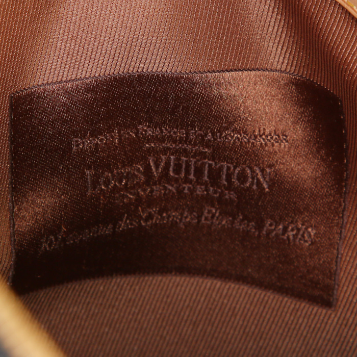 Bolso de mano Louis Vuitton Speedy Editions Limitées en lona Monogram marrón y cuero natural - Detail D3