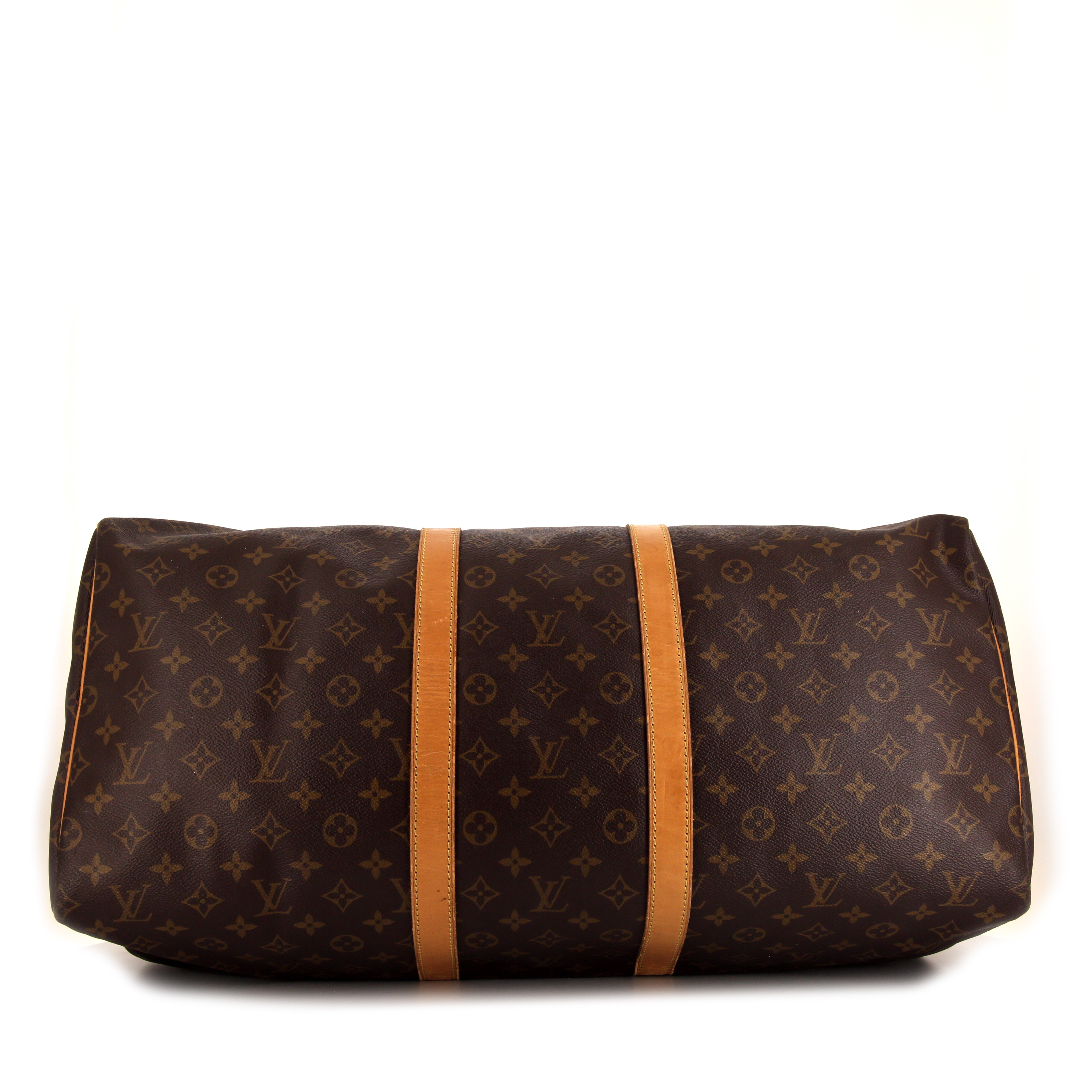 Louis Vuitton  Keepall 55 travel bag  in brown monogram canvas  and natural leather - Detail D4