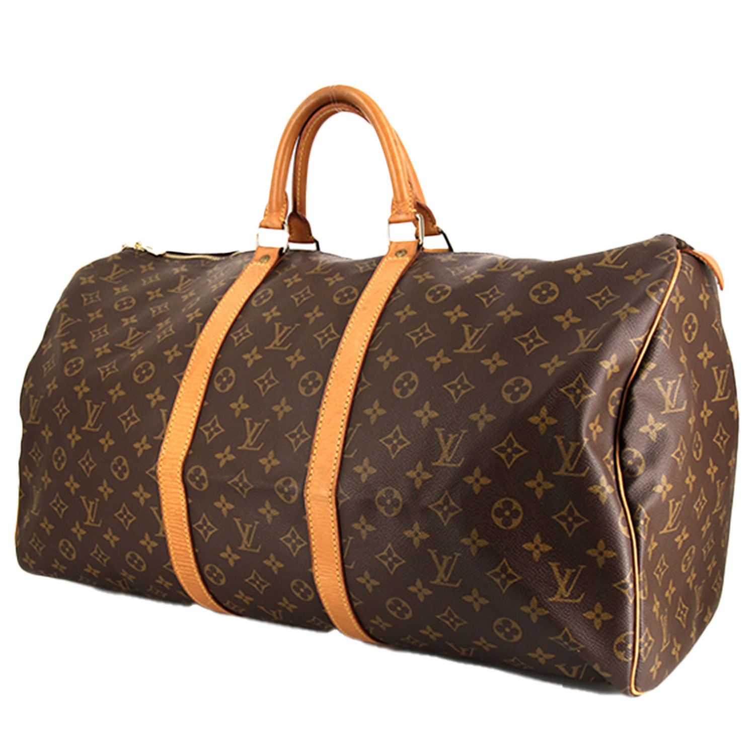 Louis Vuitton Keepall 55 travel bag in brown monogram canvas and natural  leather