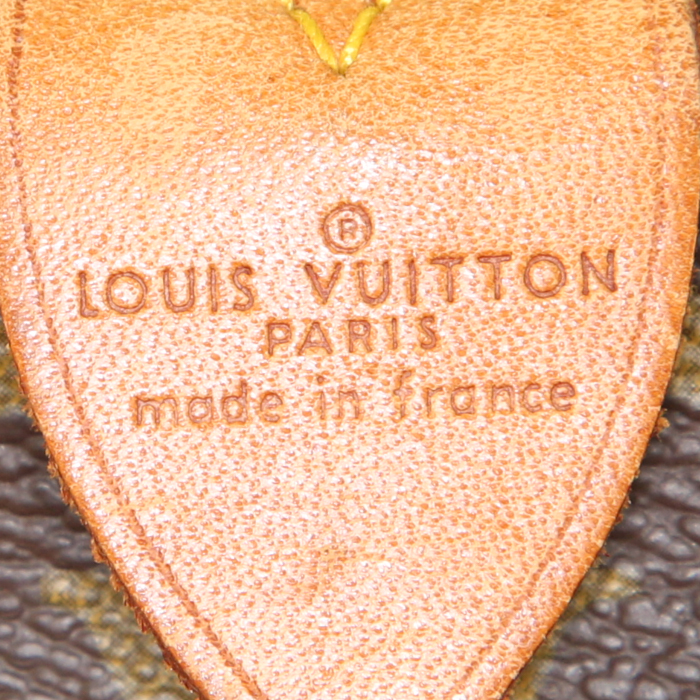 Bolsa de viaje Louis Vuitton  Keepall 60 en lona Monogram marrón y cuero natural - Detail D3