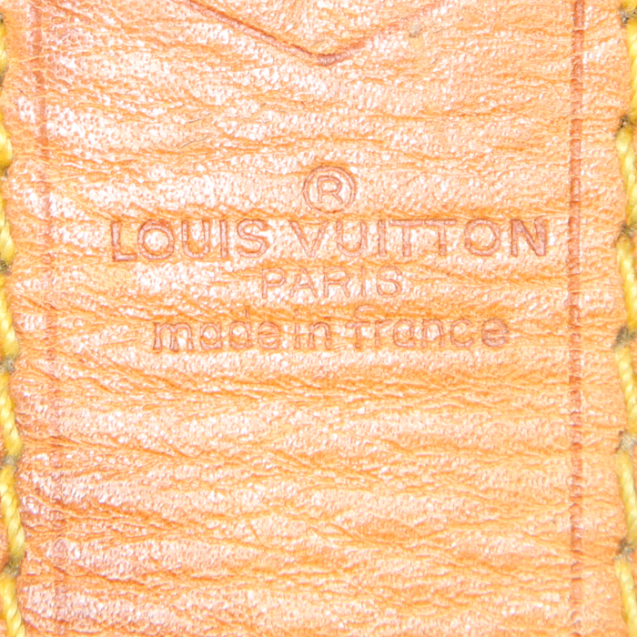 Sac de voyage Louis Vuitton Polochon grand en toile monogram marron et cuir naturel - Detail D3