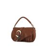 Dior Gaucho bag worn on the shoulder or carried in the hand in brown grained leather - 00pp thumbnail