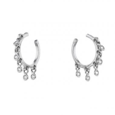 Paire de créoles Dior Coquine petit modèle en or blanc et diamants