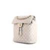 Chanel backpack in grey pearl leather - 00pp thumbnail