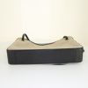 Celine Side Lock bag in black leather and beige linen - Detail D4 thumbnail