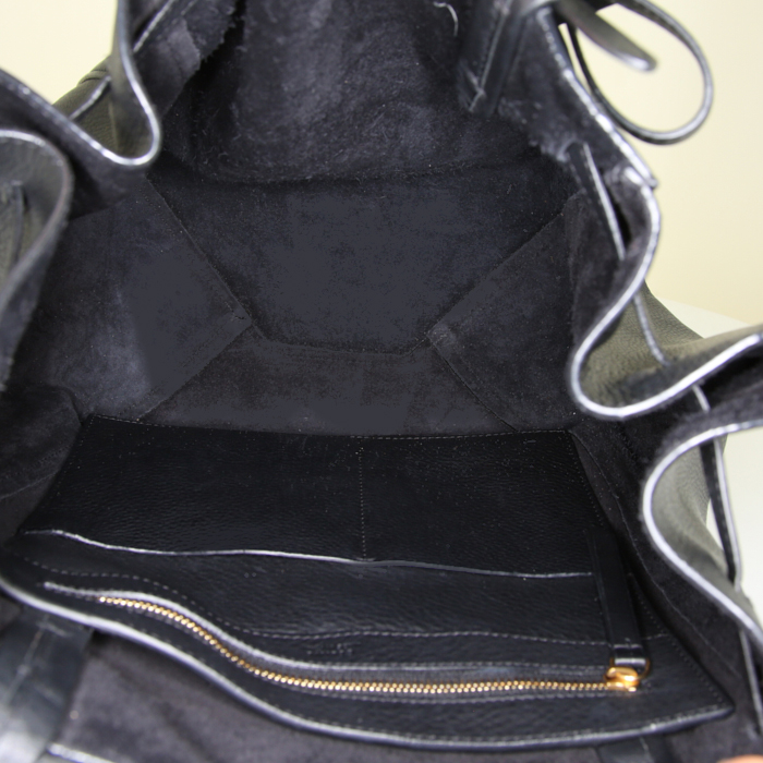 Sac cabas Céline Cabas Phantom Soft en cuir grainé noir - Detail D2