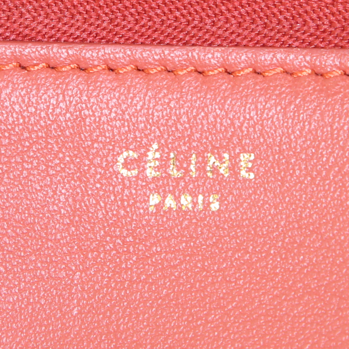 Pochette Celine en cuir bicolore bordeaux et rouge-brique - Detail D3
