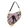 Dior Saddle KaléiDiorscopic handbag in white, burgundy and blue multicolor leather and black leather - 00pp thumbnail