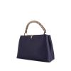 Louis Vuitton Capucines medium model handbag in blue grained leather and beige python - 00pp thumbnail