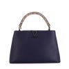 Louis Vuitton Capucines medium model handbag in blue grained leather and beige python - 360 thumbnail