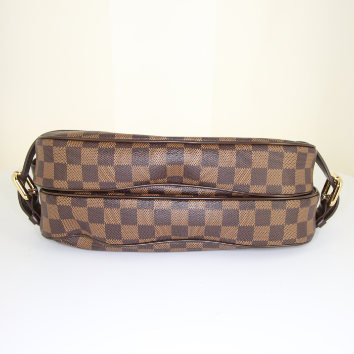 Sac à main Louis Vuitton Highbury en toile damier ébène et cuir marron - Detail D4