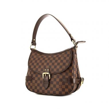 Bolso de mano Louis Vuitton Highbury en lona a cuadros ébano y cuero marrón