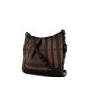 Burberry Dryden shoulder bag in brown and black Haymarket canvas and black leather - 00pp thumbnail