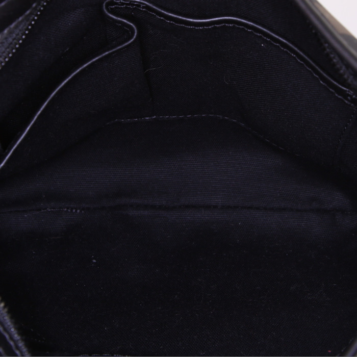 Bolso bandolera Burberry Dryden en lona Haymarket marrón y negra y cuero negro - Detail D2