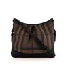 Burberry Dryden shoulder bag in brown and black Haymarket canvas and black leather - 360 thumbnail